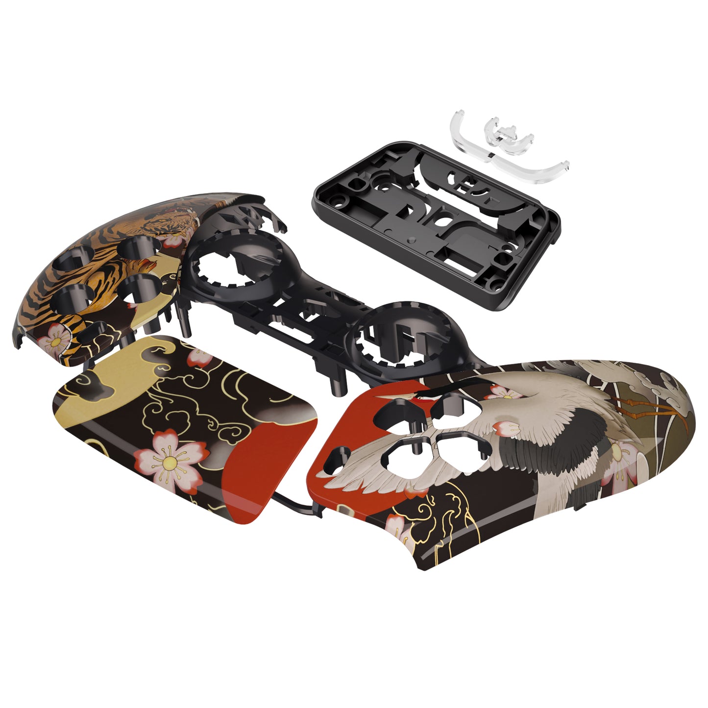 eXtremeRate Replacement Front Housing Shell with Touchpad Compatible with PS5 Controller BDM-010/020/030/040/050 - Tiger & Crane