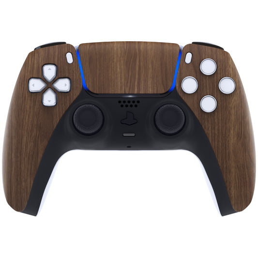 eXtremeRate Replacement Front Housing Shell with Touchpad Compatible with PS5 Controller BDM-010/020/030/040/050 - Wood Grain