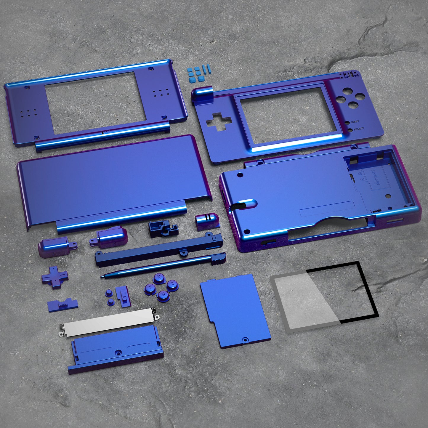 eXtremeRate Replacement Full Housing Shell & Buttons with Screen Lens for Nintendo DS Lite NDSL - Chameleon Purple Blue