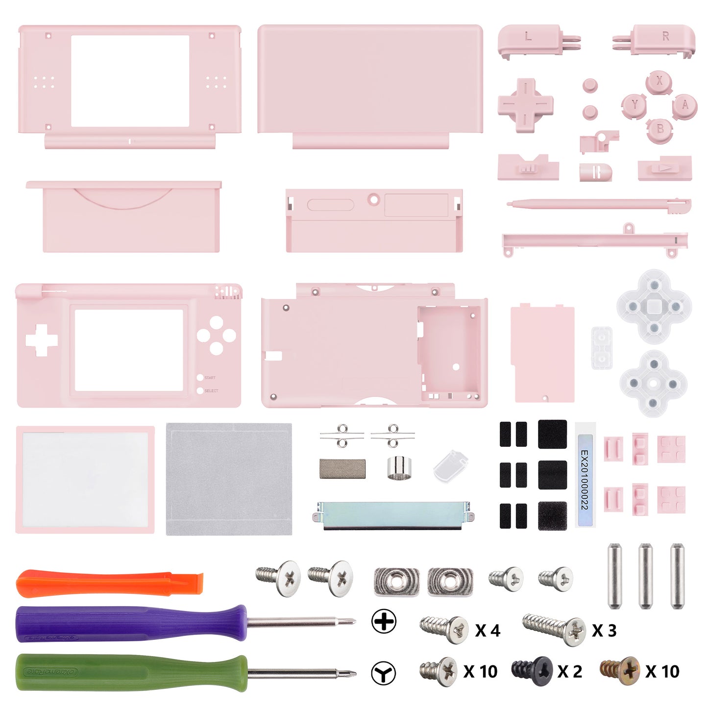 eXtremeRate Replacement Full Housing Shell & Buttons with Screen Lens for Nintendo DS Lite NDSL - Cherry Blossoms Pink
