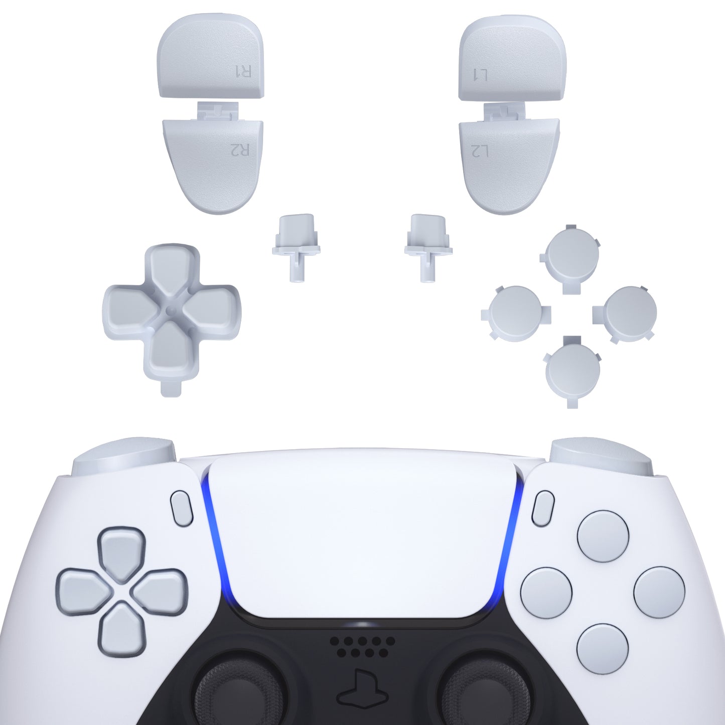 eXtremeRate Replacement Full Set Buttons Compatible with PS5 Controller BDM-030/040/050 - Original White