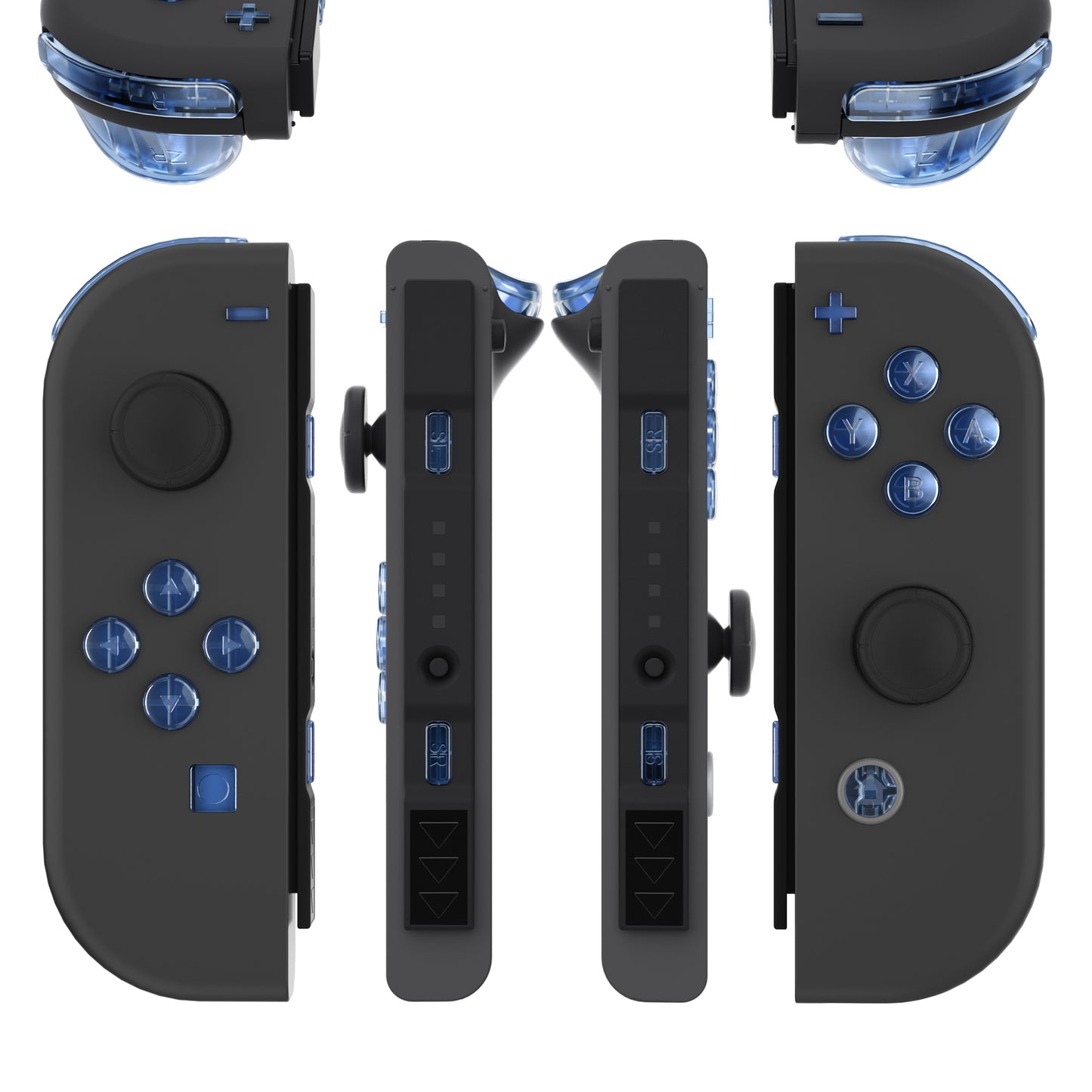eXtremeRate Replacement Full Set Buttons for Joycon of NS Switch - Crystal Clear Light Blue