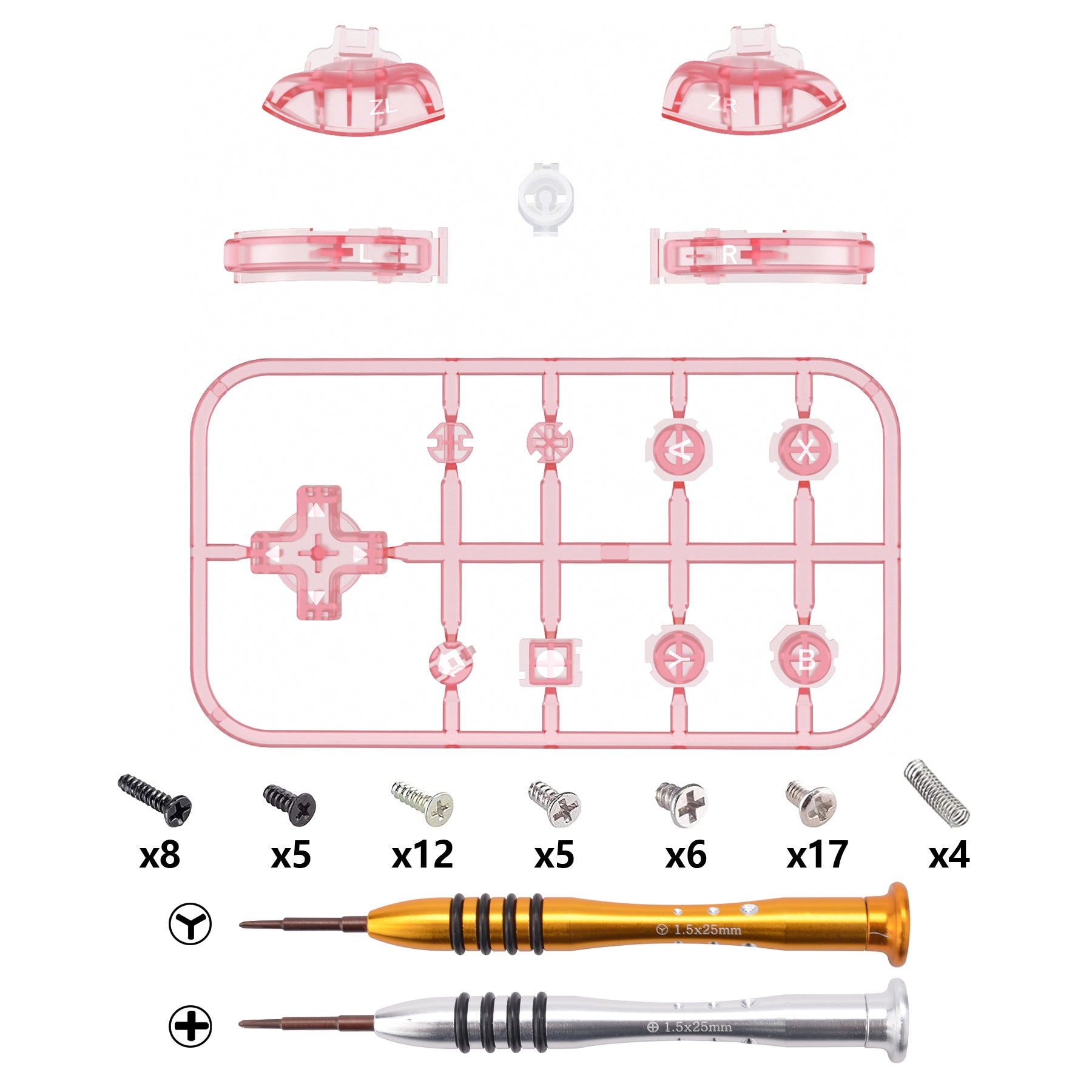 eXtremeRate Cherry Pink Replacement ABXY Home Capture Plus Minus