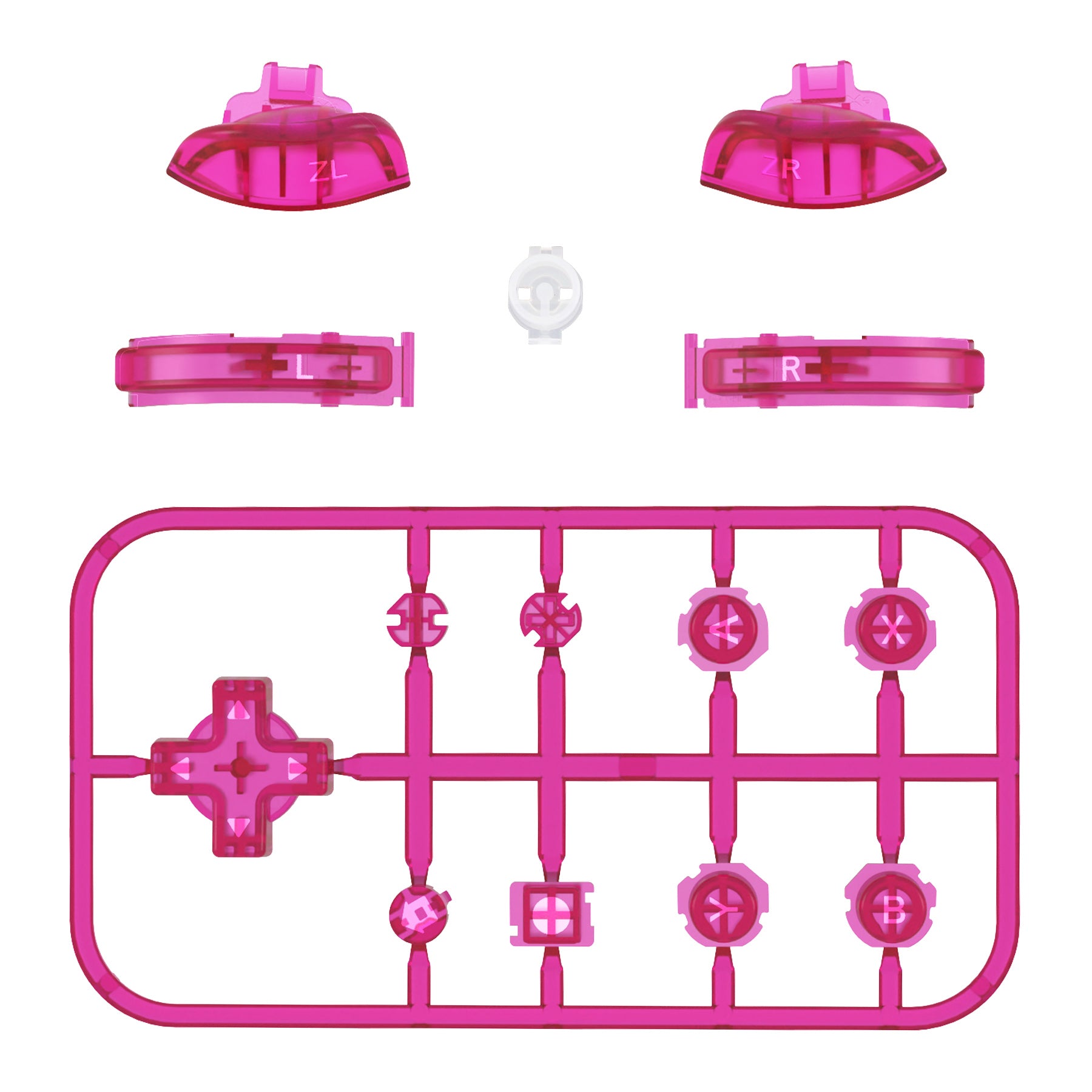 eXtremeRate Clear Candy Pink Replacement ABXY Home Capture Plus