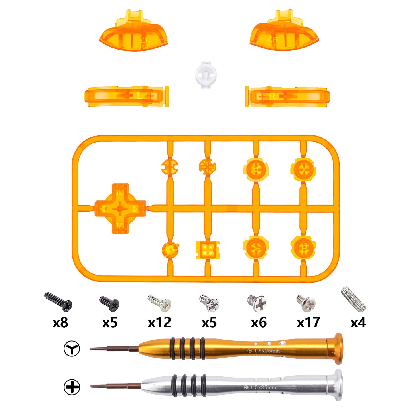 eXtremeRate Replacement Full Set Buttons for NS Switch Lite - Clear Orange