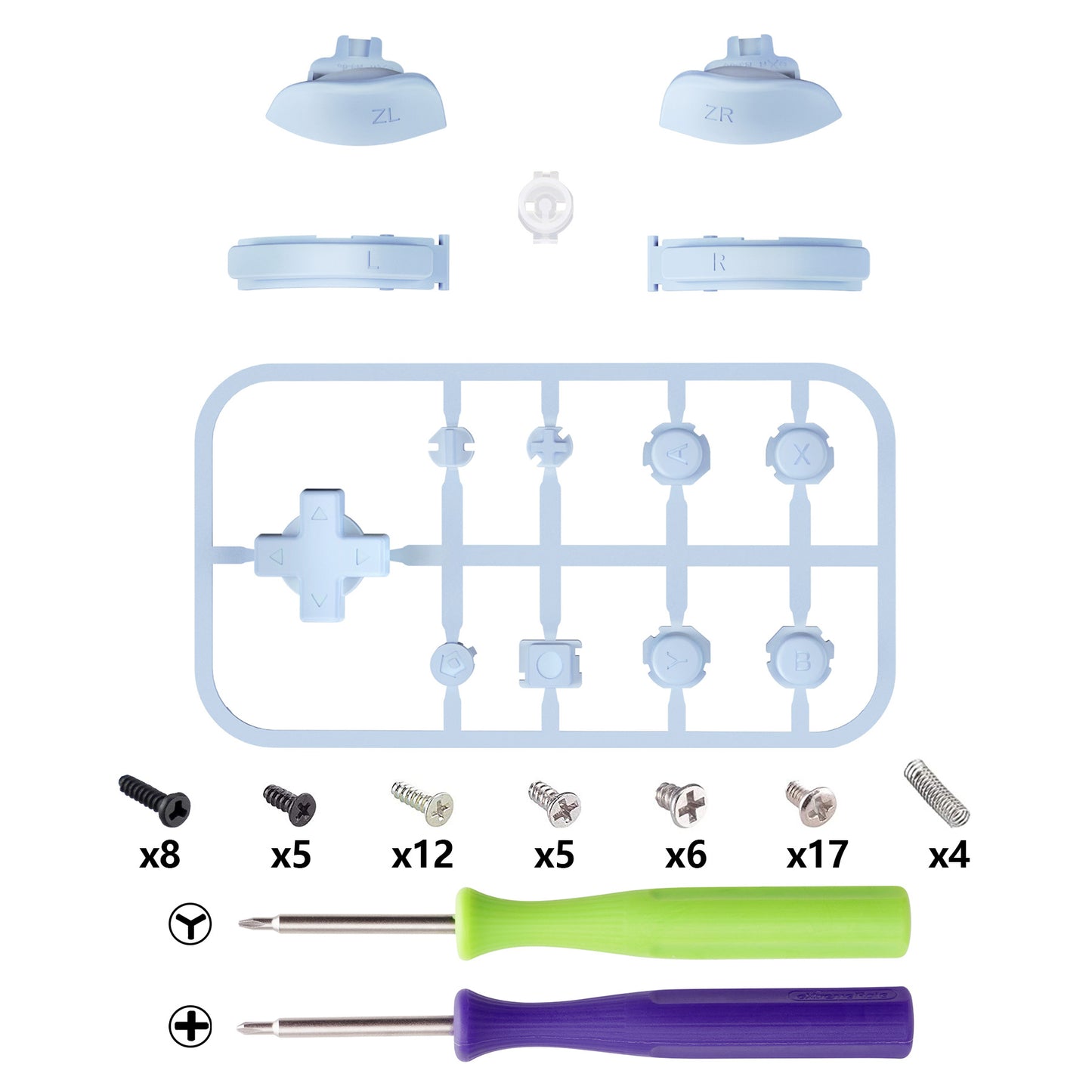 eXtremeRate Replacement Full Set Buttons for NS Switch Lite - Sky Blue