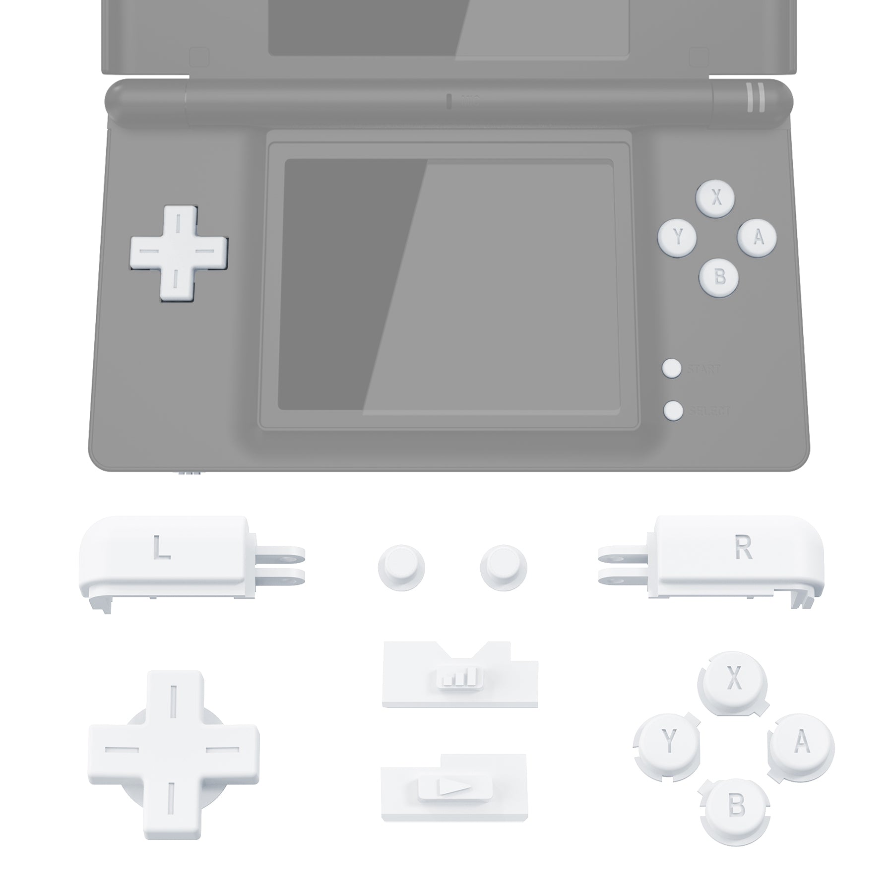 eXtremeRate White Replacement Full Set Buttons for Nintendo DS