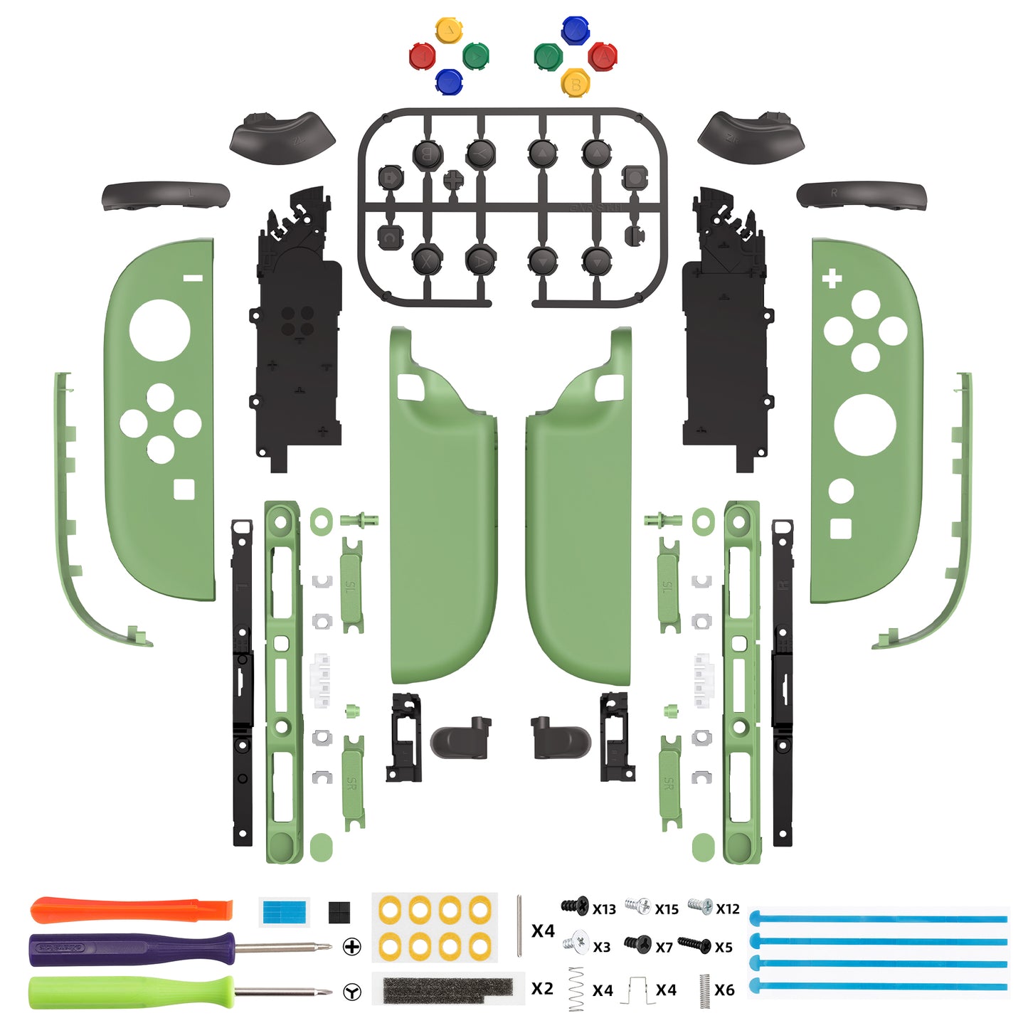 eXtremeRate DIY Replacement Full Set Shell Case with Buttons for Joycon 2 of Nintendo Switch 2 - Deluxe Version - Matcha Green