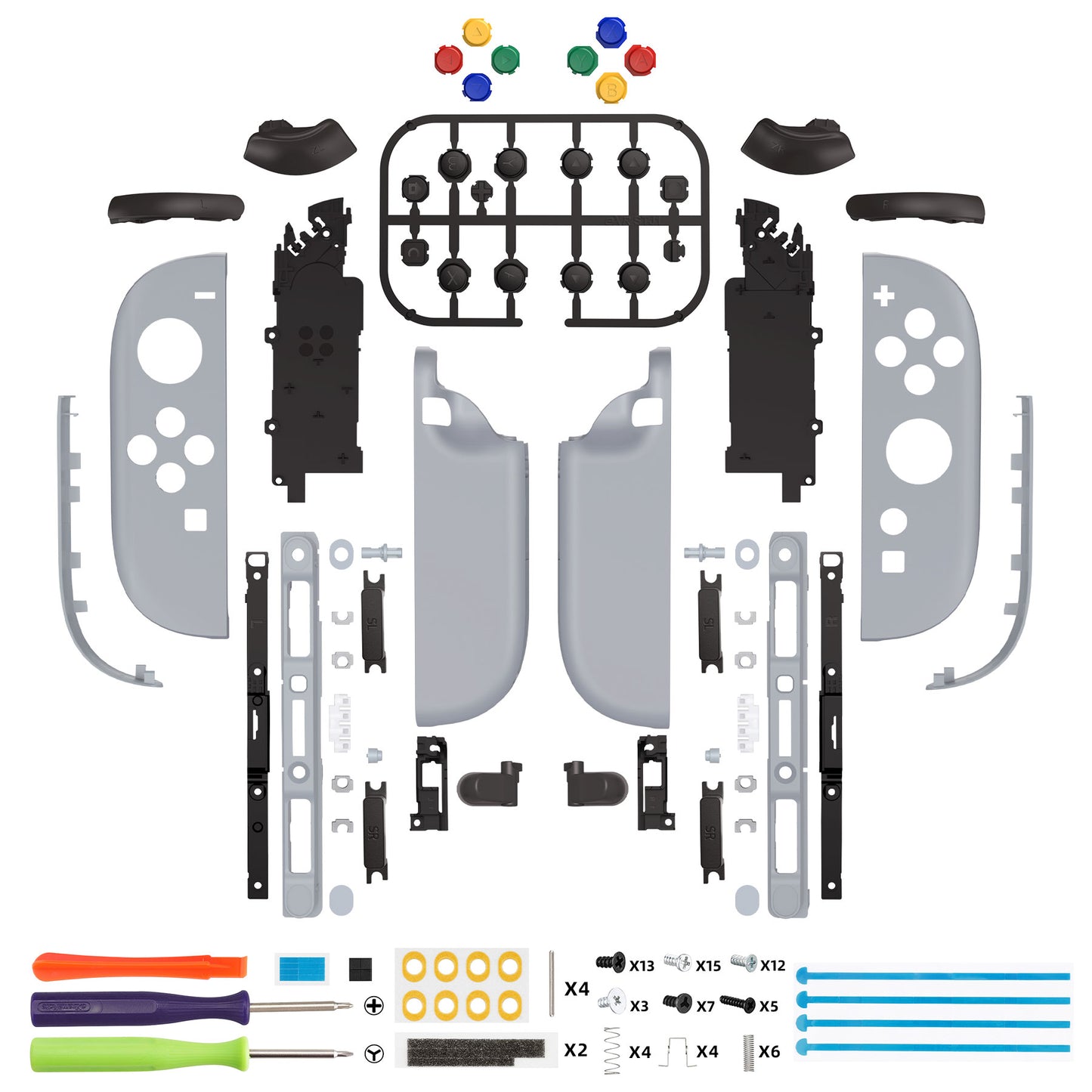 eXtremeRate DIY Replacement Full Set Shell Case with Buttons for Joycon 2 of Nintendo Switch 2 - Deluxe Version - New Hope Gray