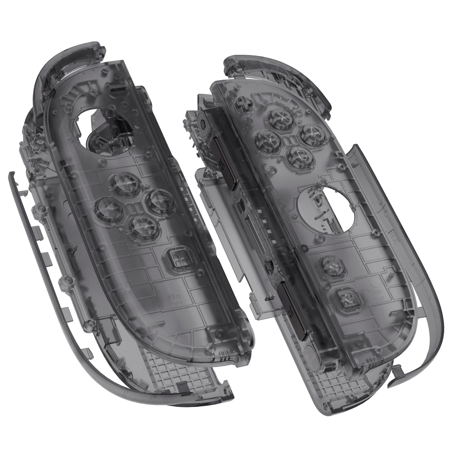 eXtremeRate DIY Replacement Full Set Shell Case with Buttons for Joycon 2 of Nintendo Switch 2 - Deluxe Version - Clear Slate Black