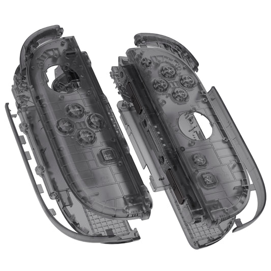 eXtremeRate DIY Replacement Full Set Shell Case with Buttons for Joycon 2 of Nintendo Switch 2 - Deluxe Version - Clear Slate Black