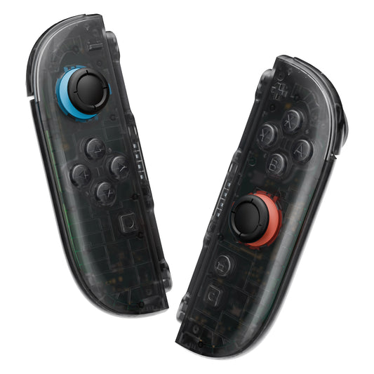 eXtremeRate DIY Replacement Full Set Shell Case with Buttons for Joycon 2 of Nintendo Switch 2 - Deluxe Version - Clear Slate Black