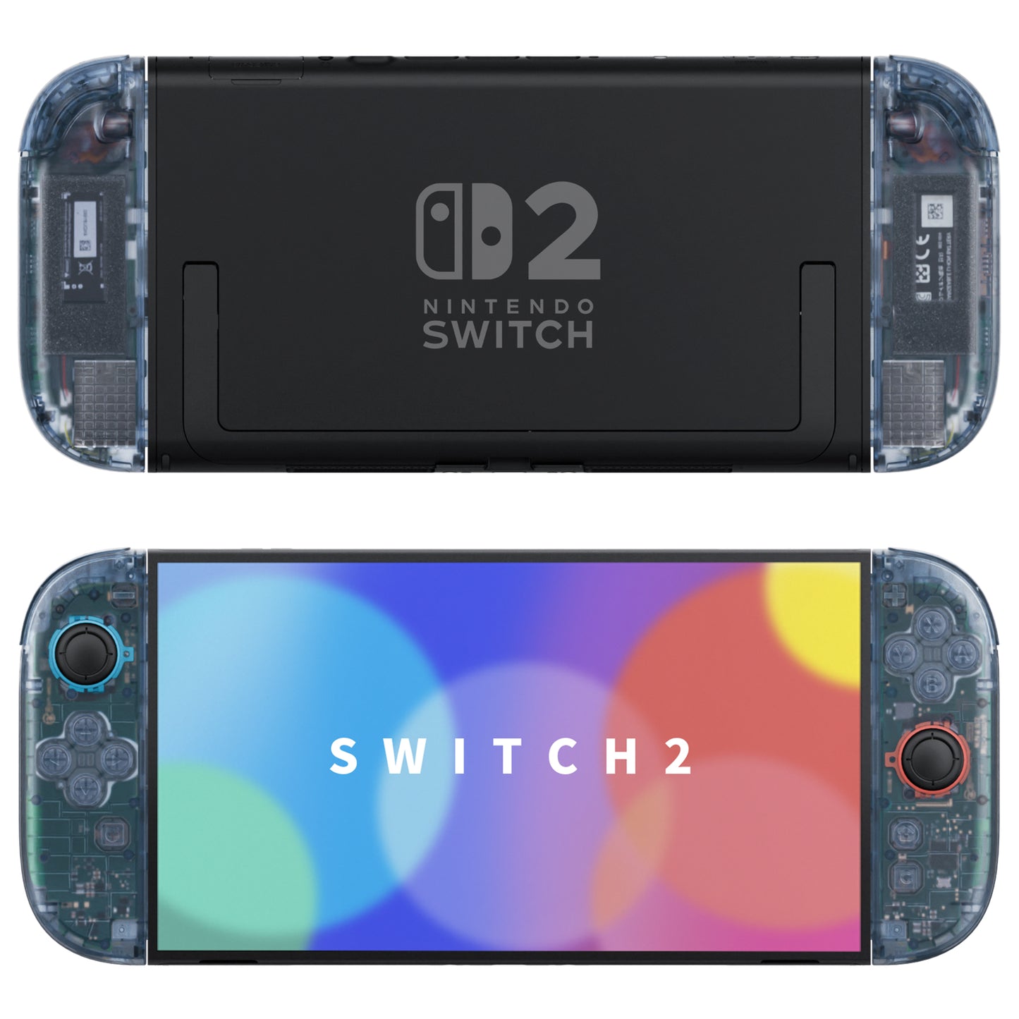 eXtremeRate DIY Replacement Full Set Shell Case with Buttons for Joycon 2 of Nintendo Switch 2 - Deluxe Version - Clear Glacier Blue