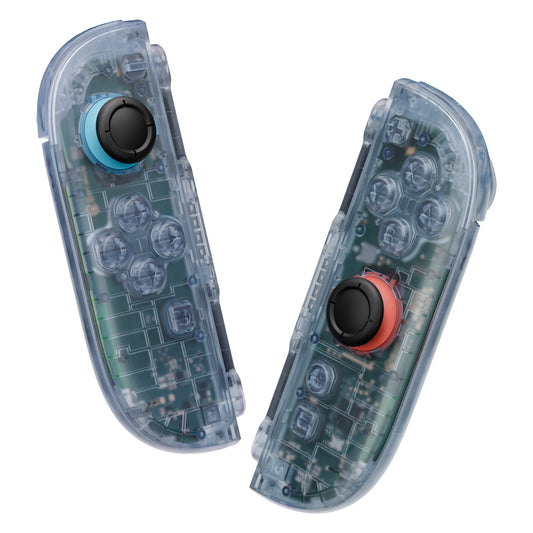 eXtremeRate DIY Replacement Full Set Shell Case with Buttons for Joycon 2 of Nintendo Switch 2 - Deluxe Version - Clear Glacier Blue
