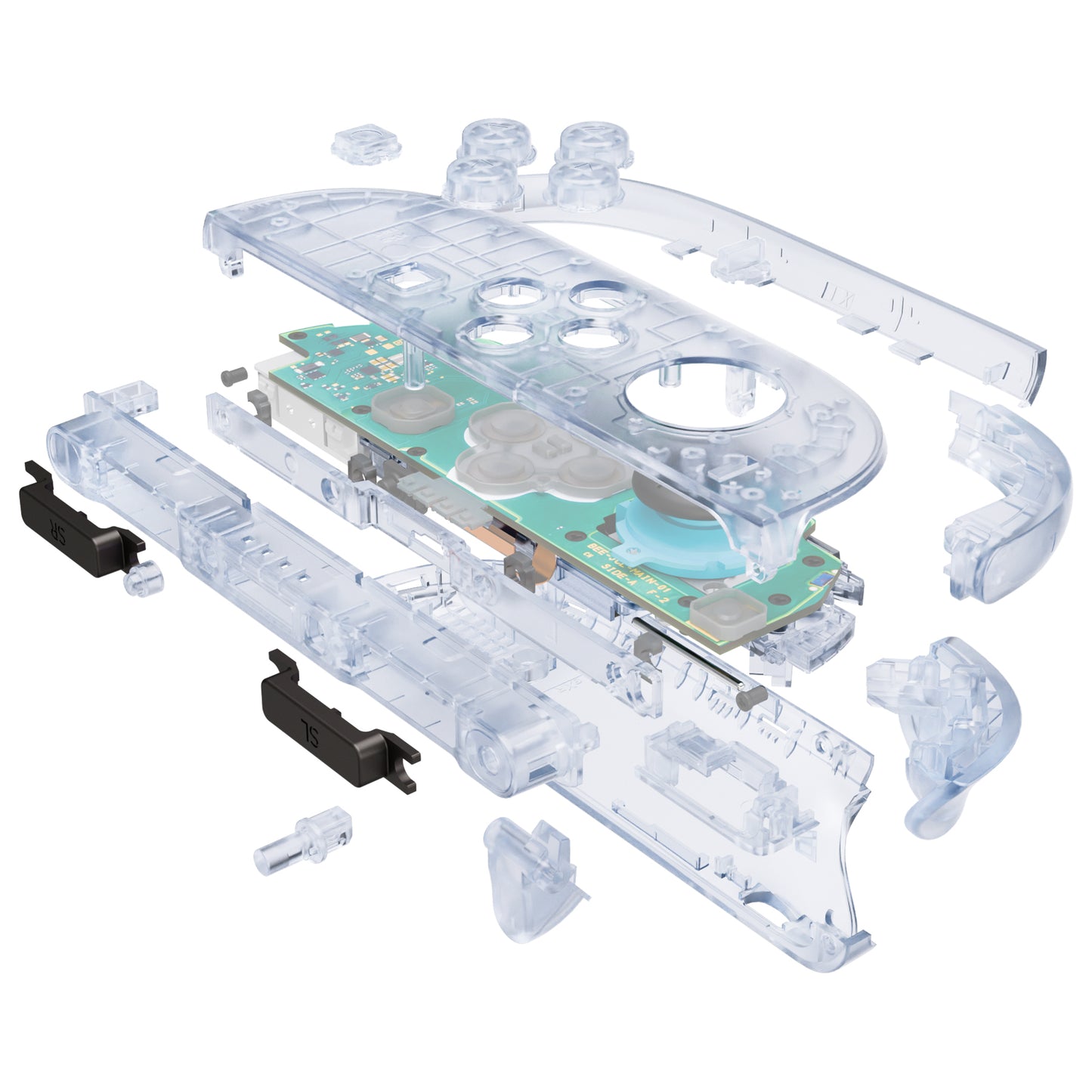 eXtremeRate DIY Replacement Full Set Shell Case with Buttons for Joycon 2 of Nintendo Switch 2 - Deluxe Version - Clear Glacier Blue