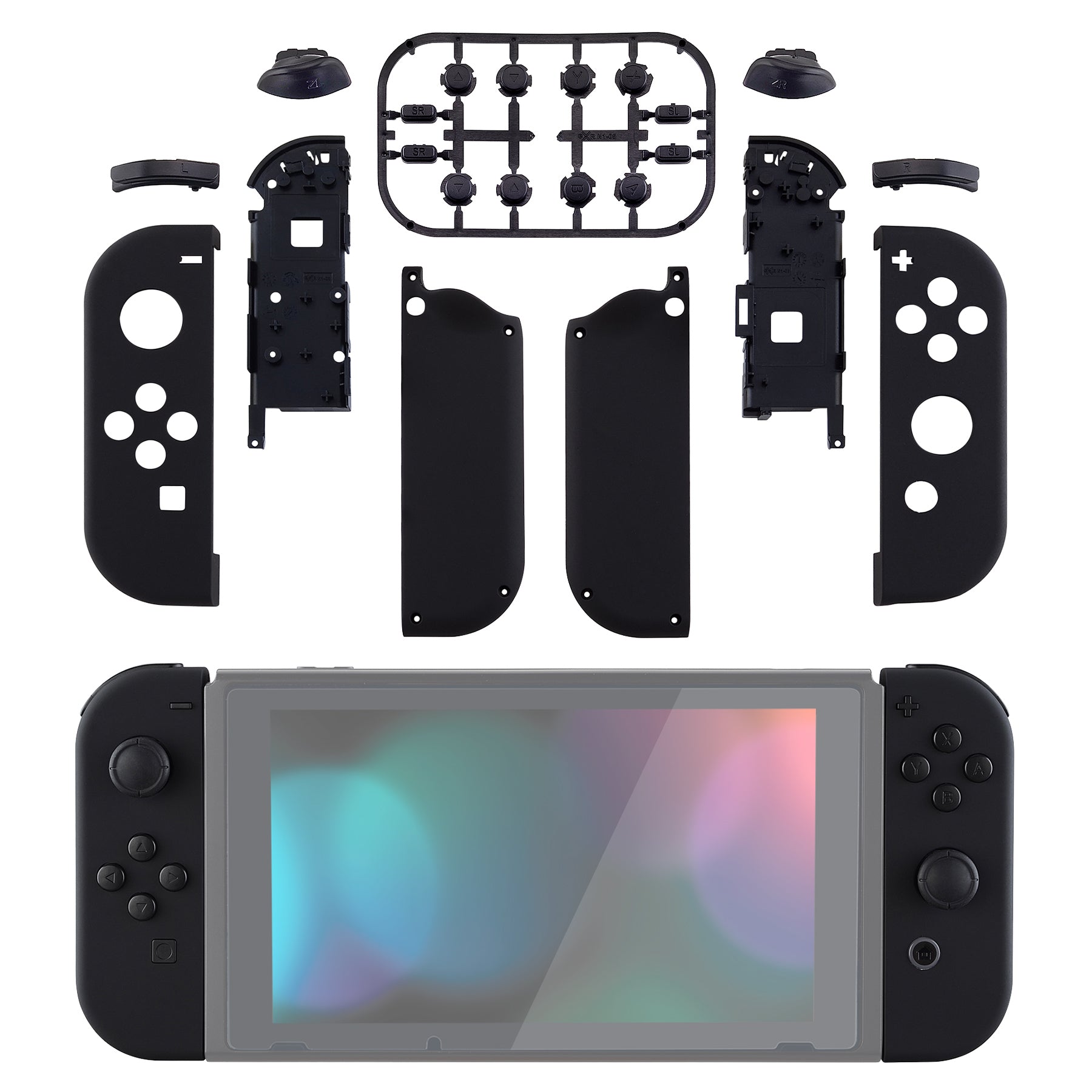 eXtremeRate Soft Touch Grip Black for Joycon Handheld Controller
