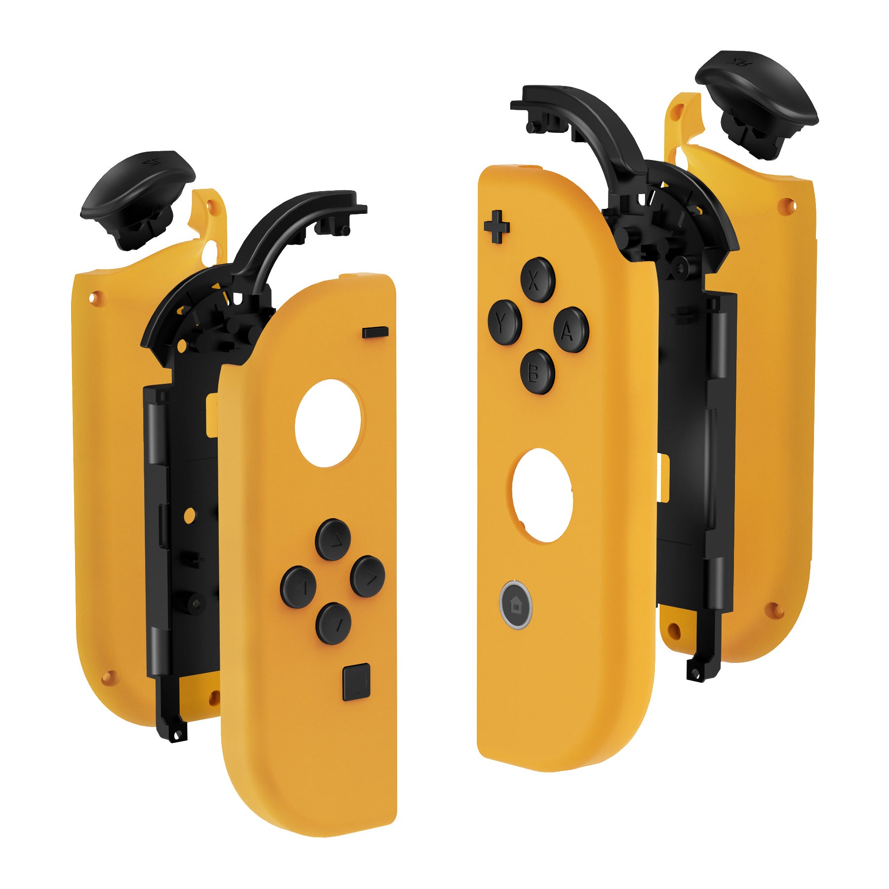 eXtremeRate Soft Touch Grip Caution Yellow for Joycon Handheld