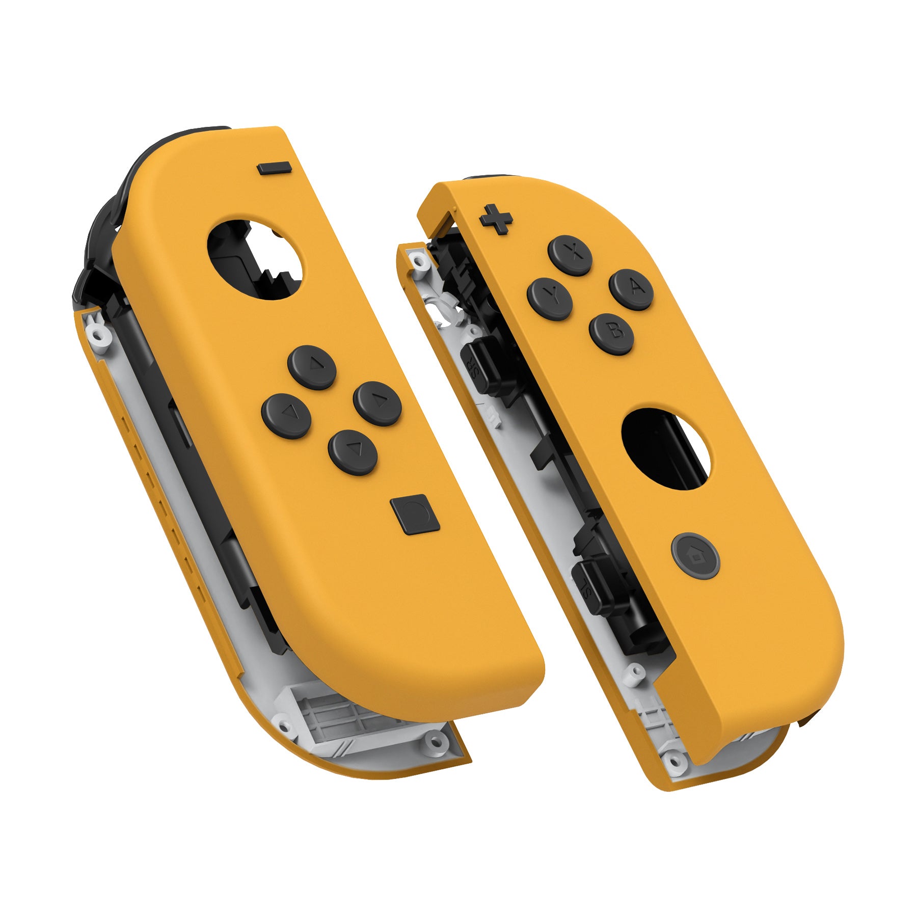eXtremeRate Soft Touch Grip Caution Yellow for Joycon Handheld
