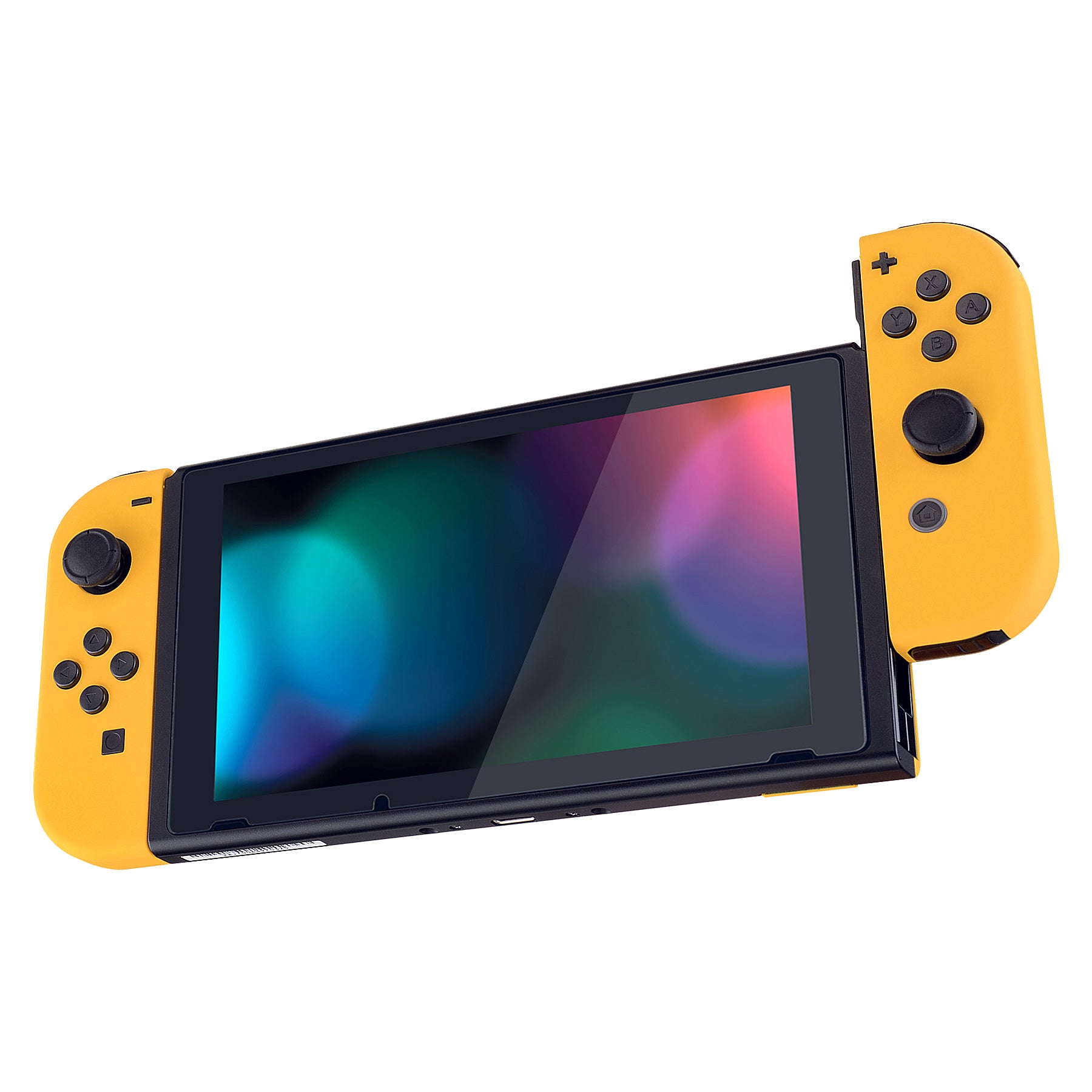 eXtremeRate Soft Touch Grip Caution Yellow for Joycon Handheld