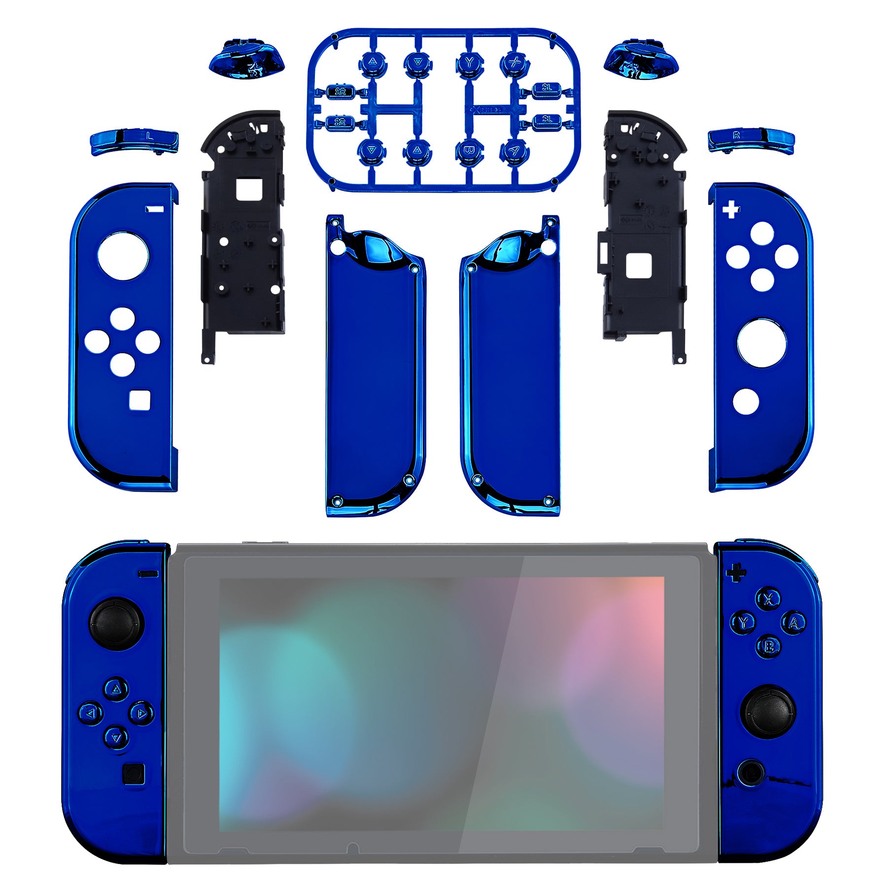 eXtremeRate Chrome Blue for Joycon Handheld Controller Housing