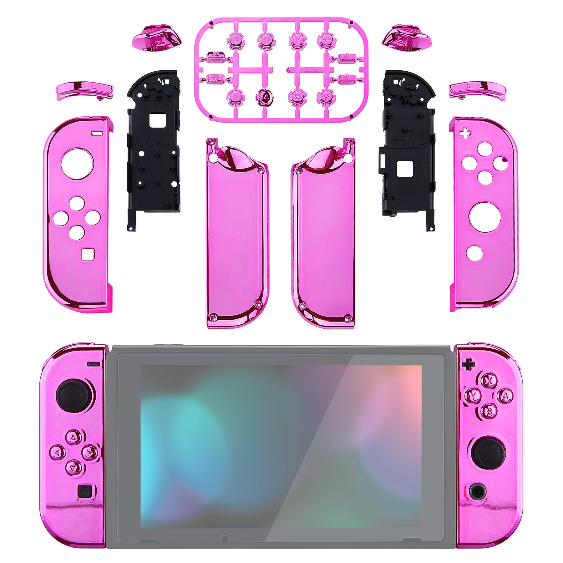 eXtremeRate Chrome Pink Glossy for Joycon Handheld Controller