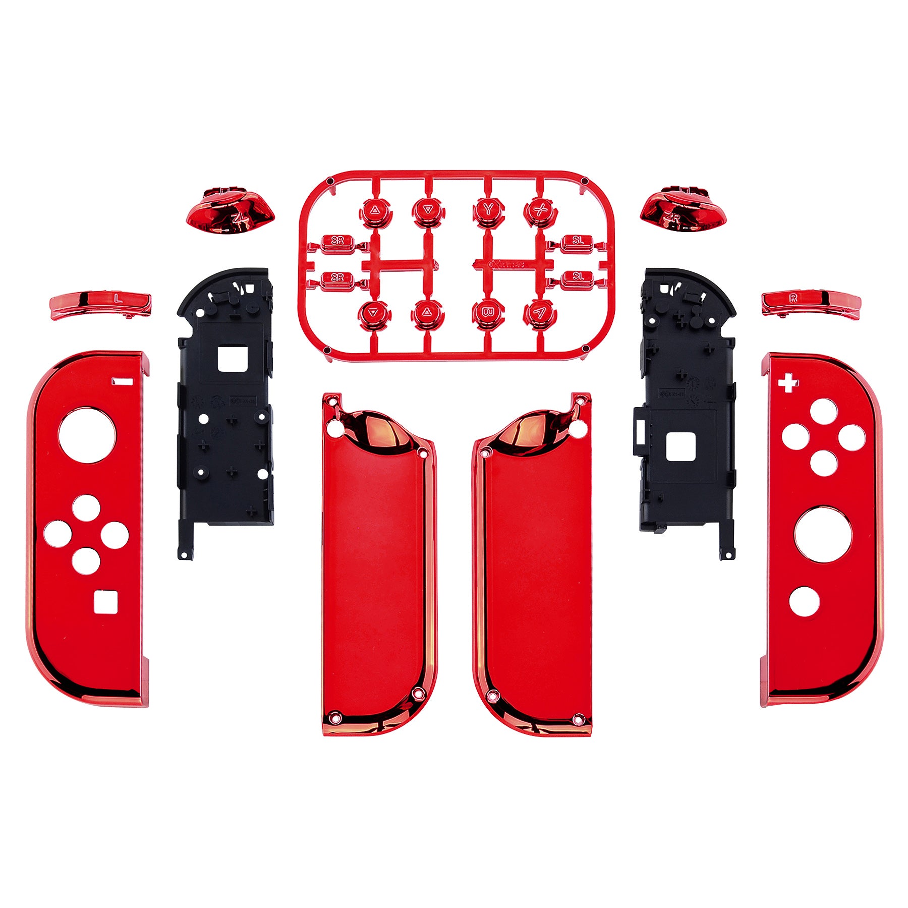 eXtremeRate Chrome Red for Joycon Handheld Controller Housing with