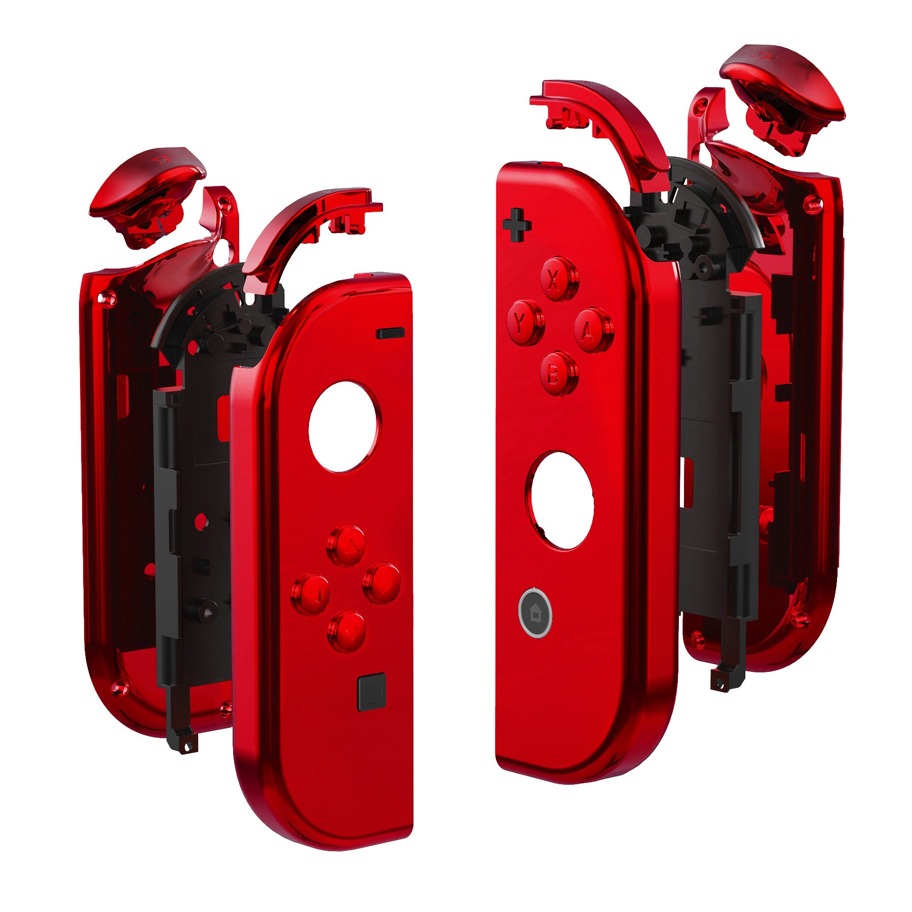 eXtremeRate Chrome Red for Joycon Handheld Controller Housing with