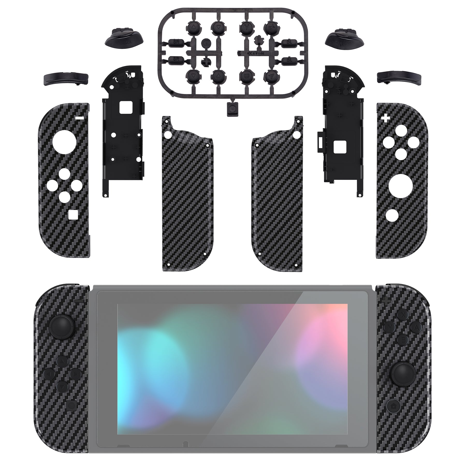 eXtremeRate Graphite Carbon Fiber Patterned for Joycon Handheld