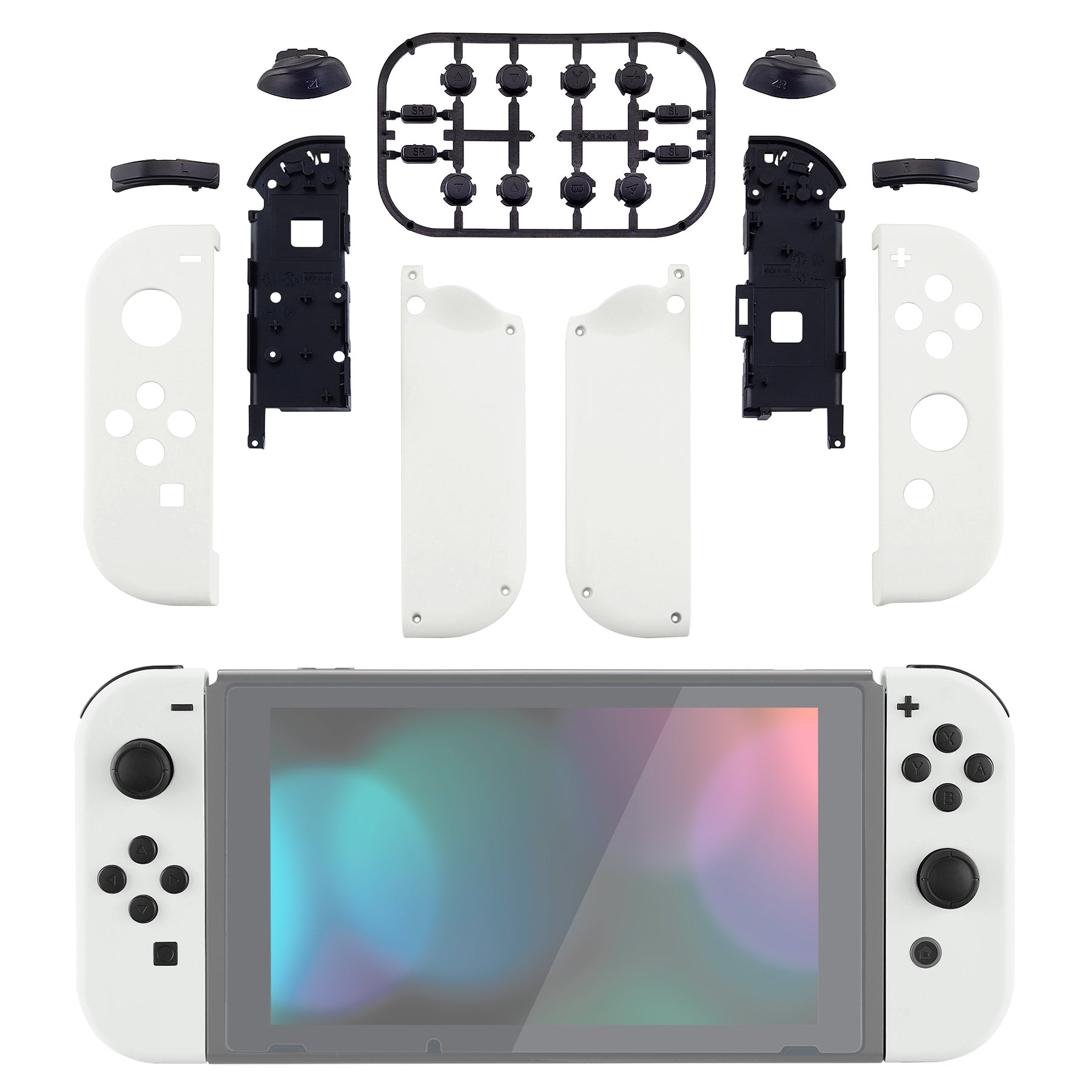 eXtremeRate Grip White for Joycon Handheld Controller Housing with