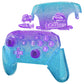 eXtremeRate Replacement Full Set Shell Faceplate Backplate Handles with Button Kit for Nintendo Switch Pro - Glitter Gradient Translucent Bluebell & Blue eXtremeRate