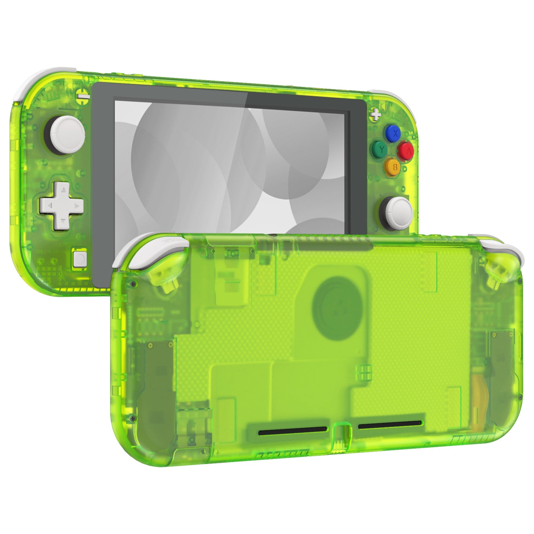 eXtremeRate Replacement Full Set Shells with ABXY Buttons & Screen Protector for Nintendo Switch Lite - Clear Lime Green eXtremeRate