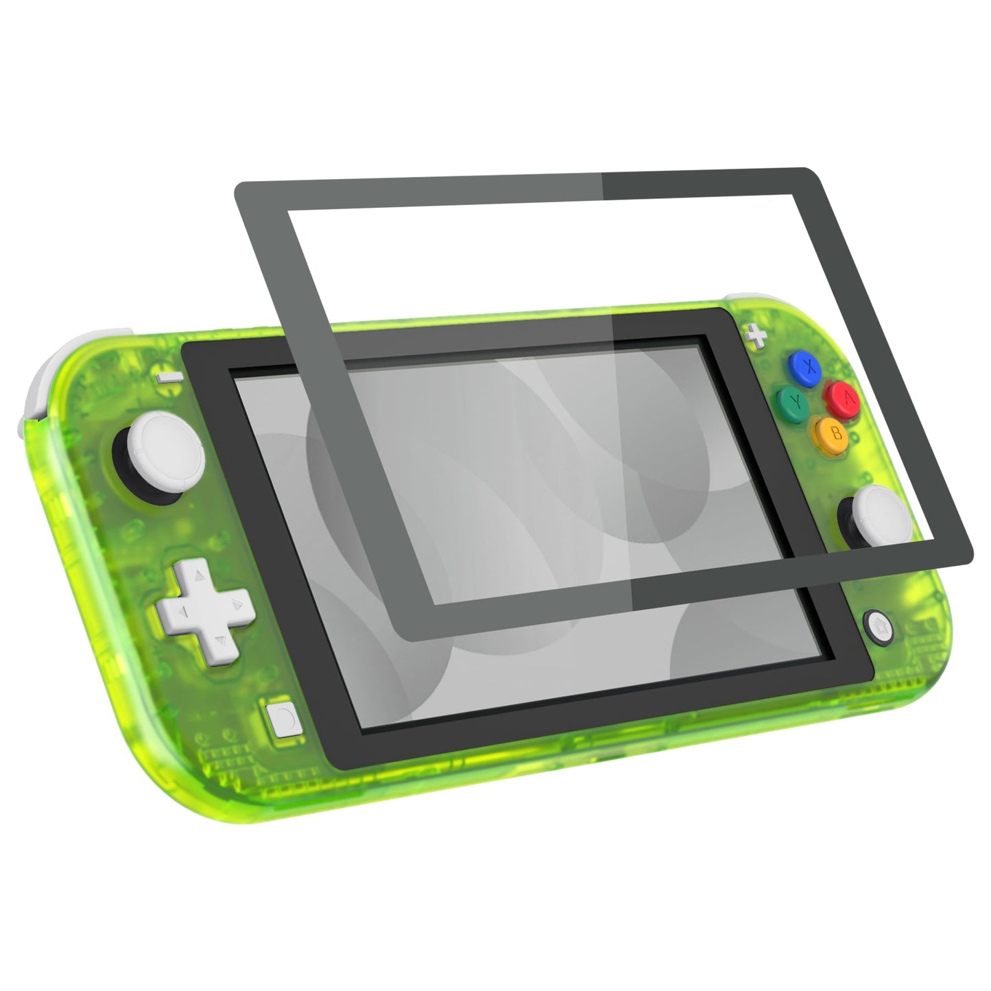 eXtremeRate Replacement Full Set Shells with ABXY Buttons & Screen Protector for Nintendo Switch Lite - Clear Lime Green eXtremeRate