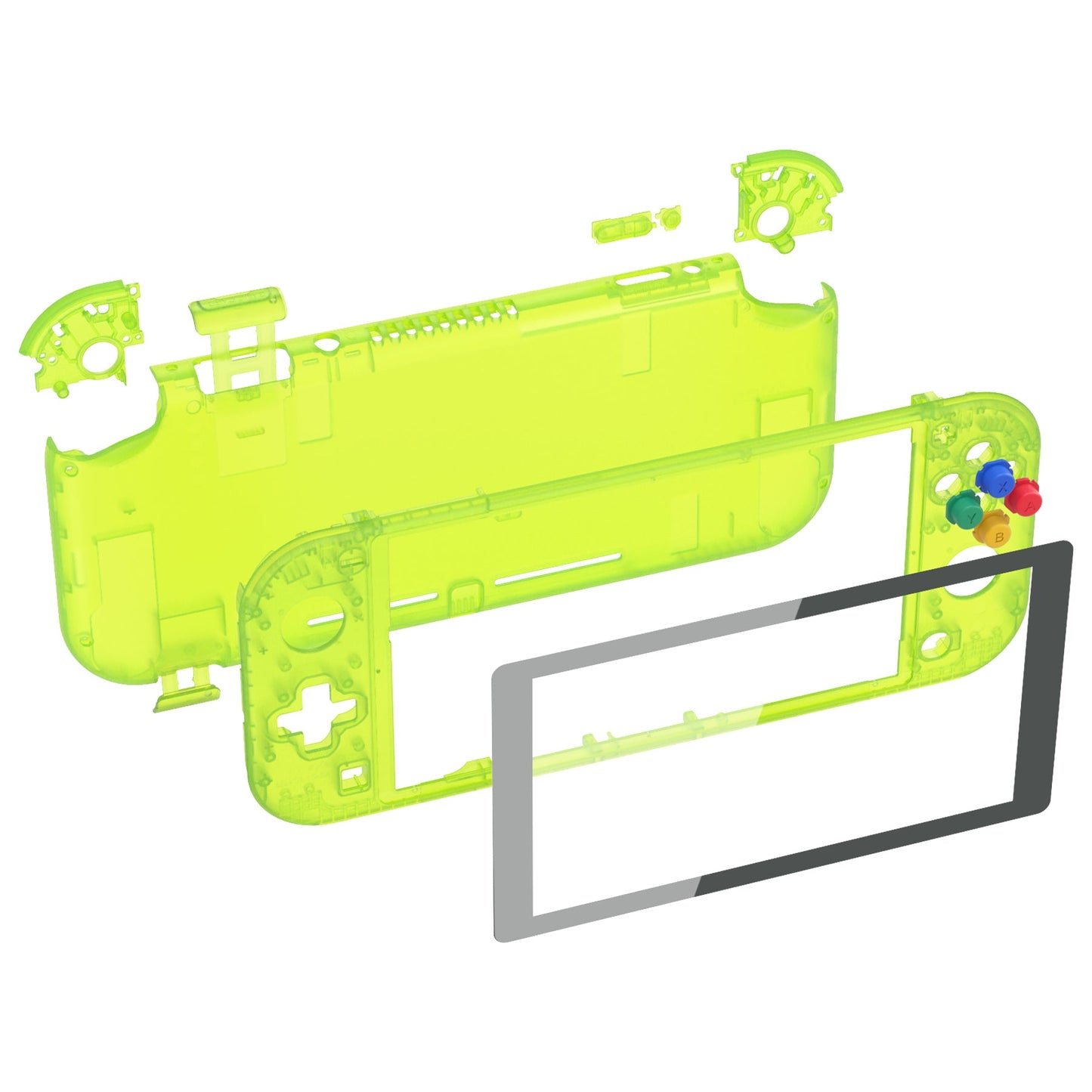 eXtremeRate Replacement Full Set Shells with ABXY Buttons & Screen Protector for Nintendo Switch Lite - Clear Lime Green eXtremeRate