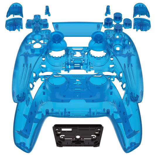 eXtremeRate Replacement Full Set Shells with Buttons Compatible with PS5 Controller BDM-010/020 - Clear Blue