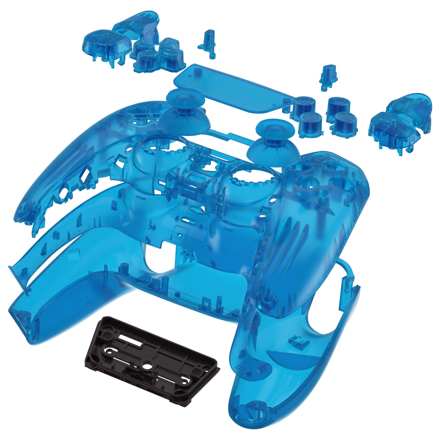 eXtremeRate Replacement Full Set Shells with Buttons Compatible with PS5 Controller BDM-010/020 - Clear Blue