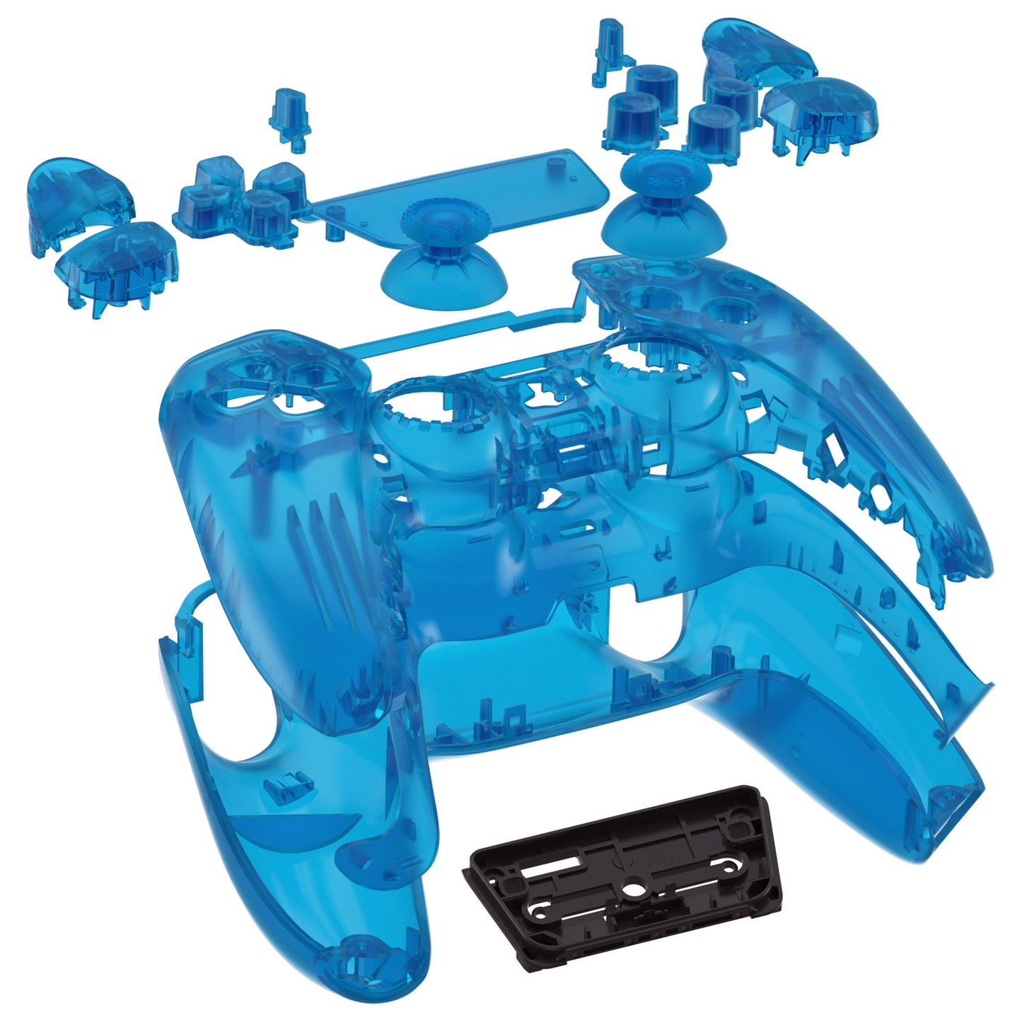 eXtremeRate Replacement Full Set Shells with Buttons Compatible with PS5 Controller BDM-010/020 - Clear Blue