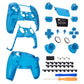 eXtremeRate Replacement Full Set Shells with Buttons Compatible with PS5 Controller BDM-010/020 - Clear Blue