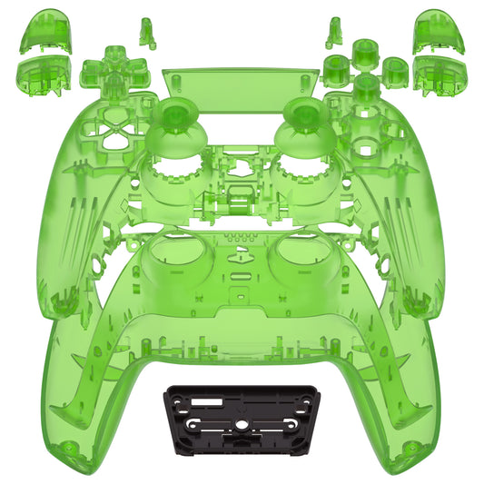 eXtremeRate Replacement Full Set Shells with Buttons Compatible with PS5 Controller BDM-010/020 - Clear Green