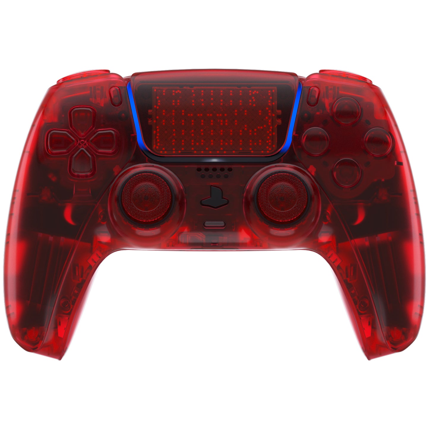 eXtremeRate Replacement Full Set Shells with Buttons Compatible with PS5 Controller BDM-010/020 - Clear Red