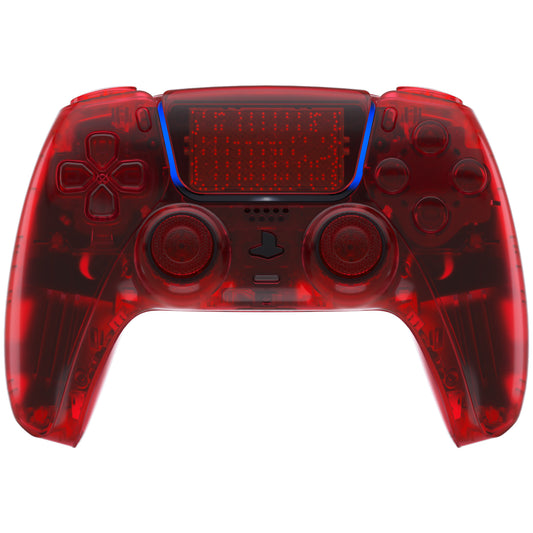 eXtremeRate Replacement Full Set Shells with Buttons Compatible with PS5 Controller BDM-010/020 - Clear Red