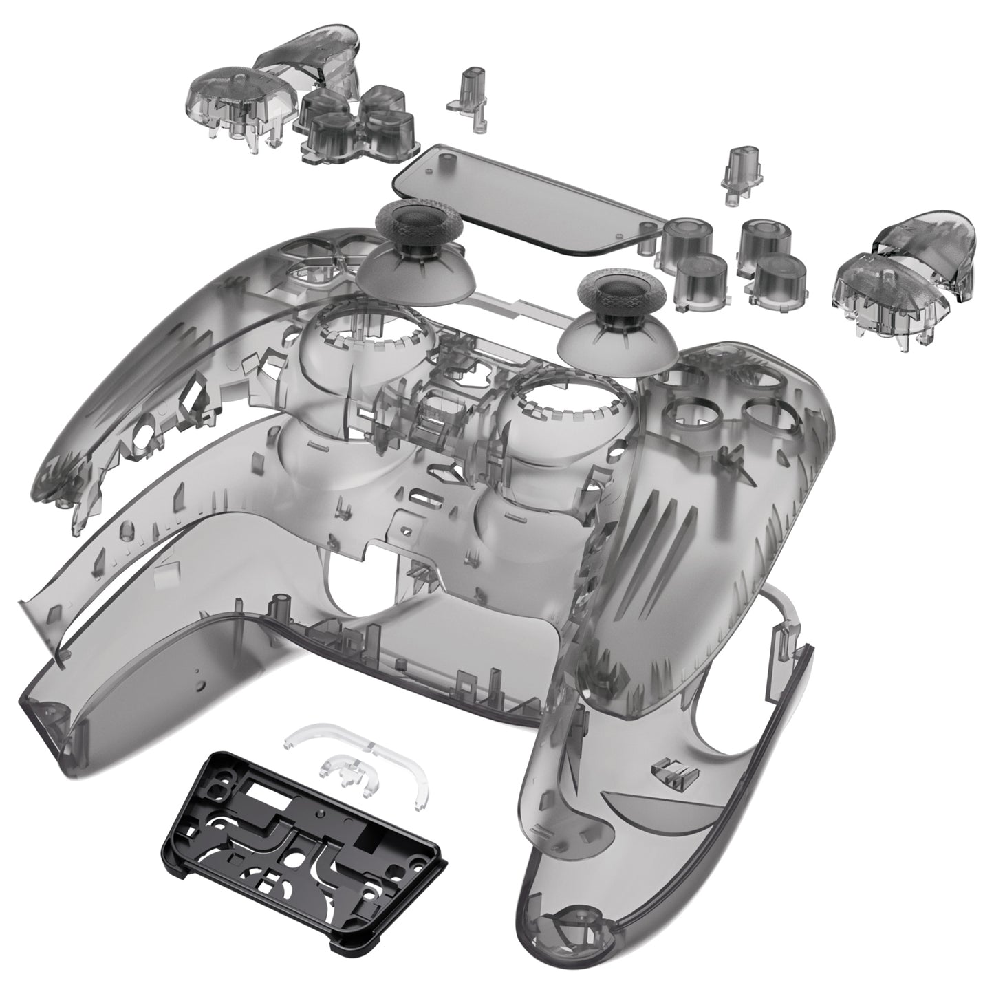 eXtremeRate Replacement Full Set Shells with Buttons Compatible with PS5 Controller BDM-030/040/050 - Clear Black