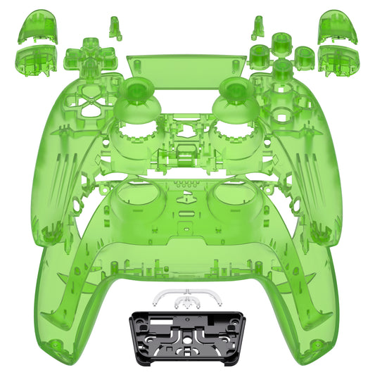 eXtremeRate Replacement Full Set Shells with Buttons Compatible with PS5 Controller BDM-030/040/050 - Clear Green