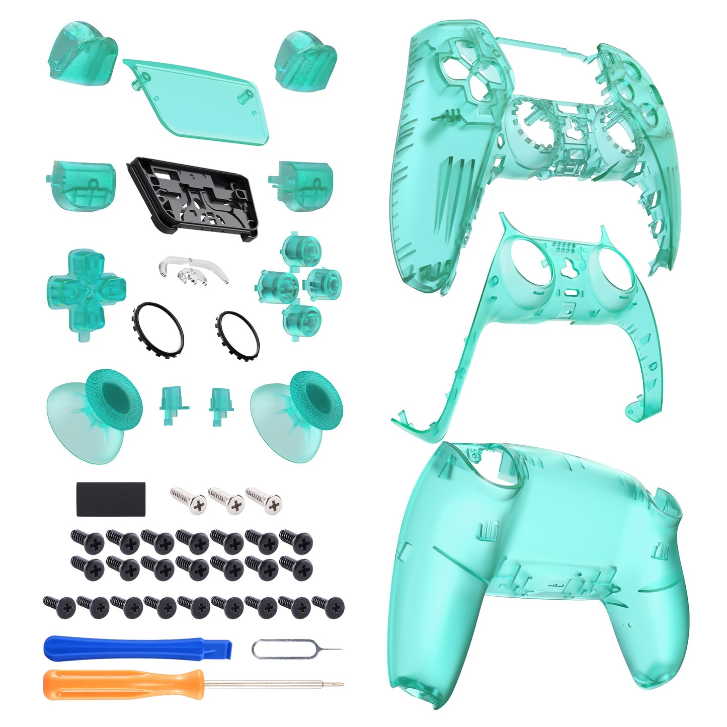 eXtremeRate Replacement Full Set Shells with Buttons Compatible with PS5 Controller BDM-030/040/050 - Emerald Green