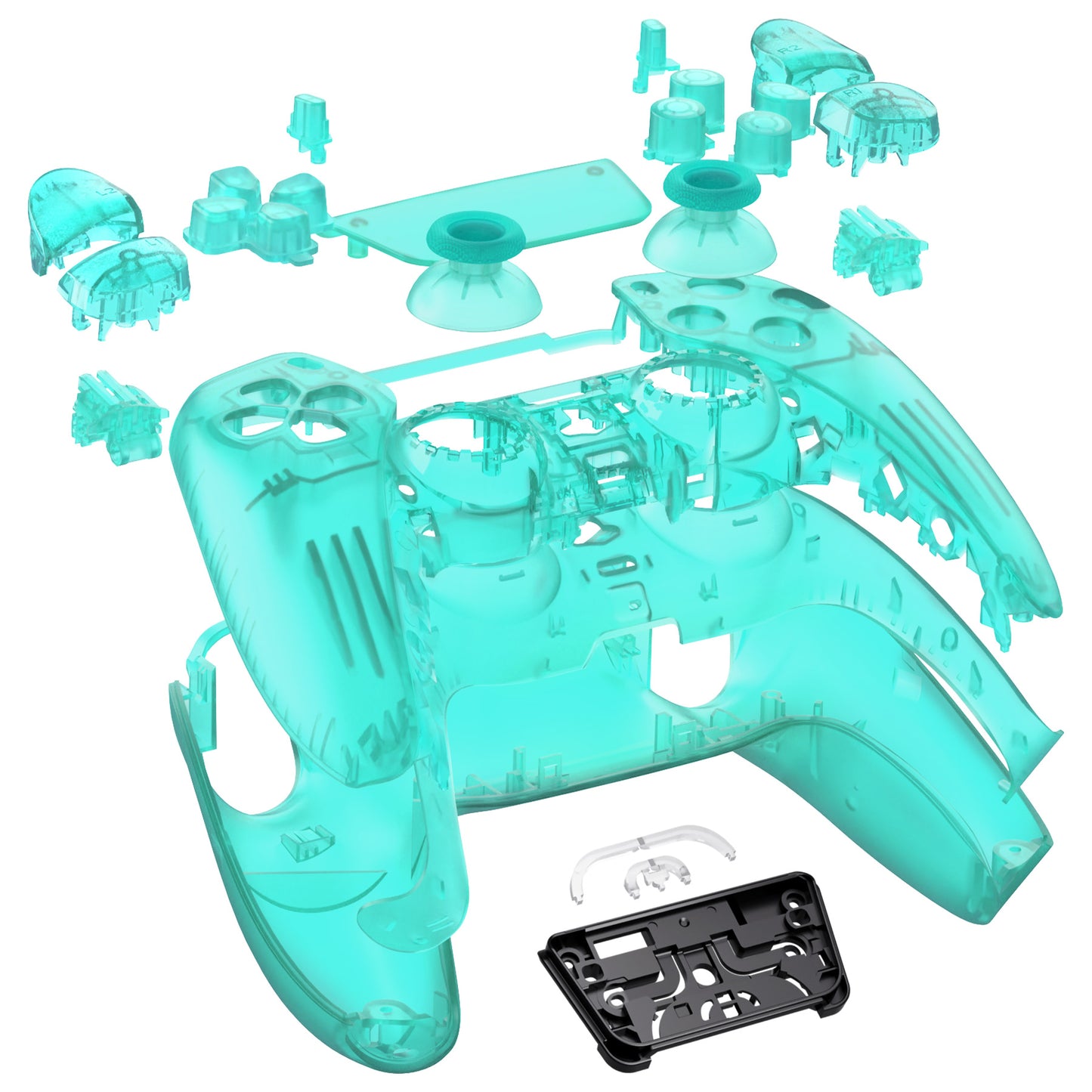 eXtremeRate Replacement Full Set Shells with Buttons Compatible with PS5 Controller BDM-030/040/050 - Emerald Green
