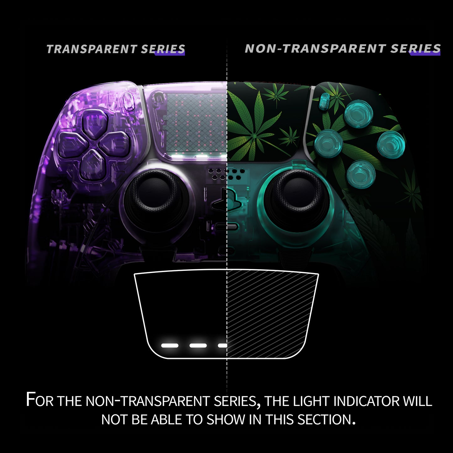 eXtremeRate Replacement Full Set Shells with Buttons Compatible with PS5 Edge Controller - Green Weeds