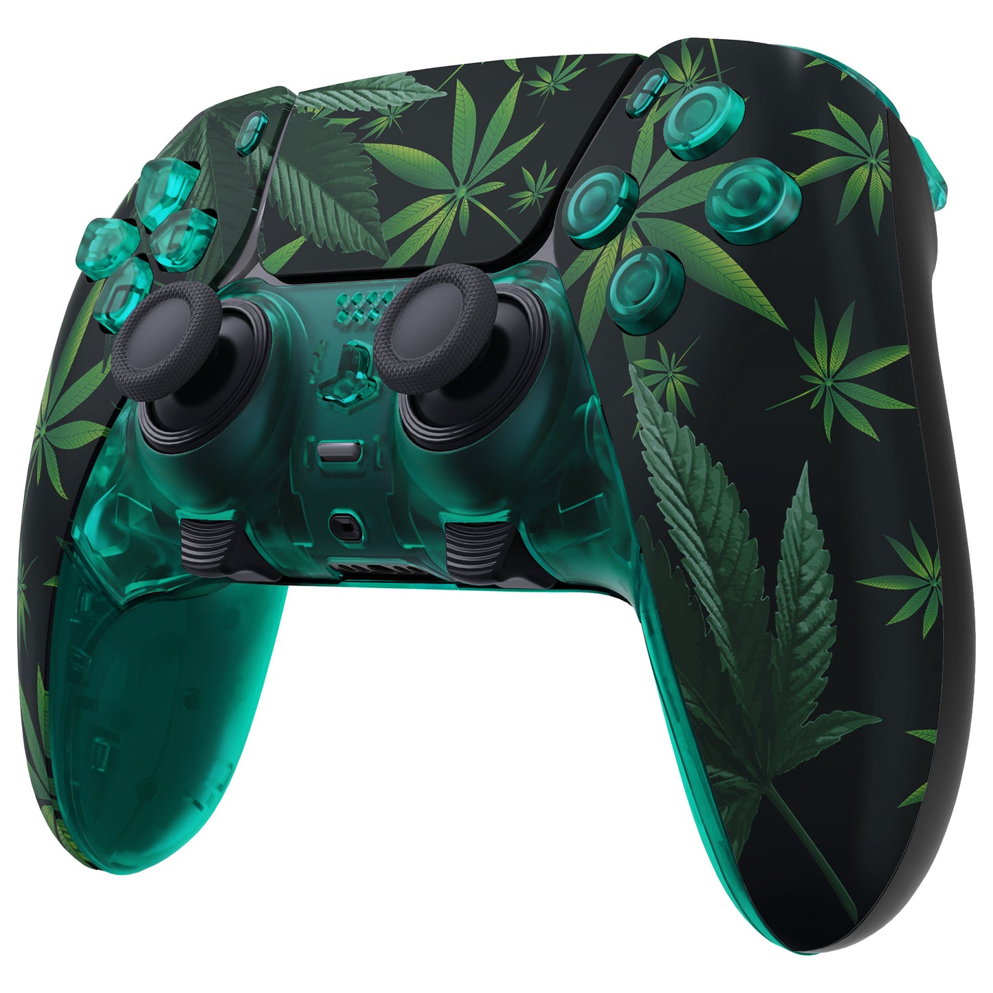 eXtremeRate Replacement Full Set Shells with Buttons Compatible with PS5 Edge Controller - Green Weeds