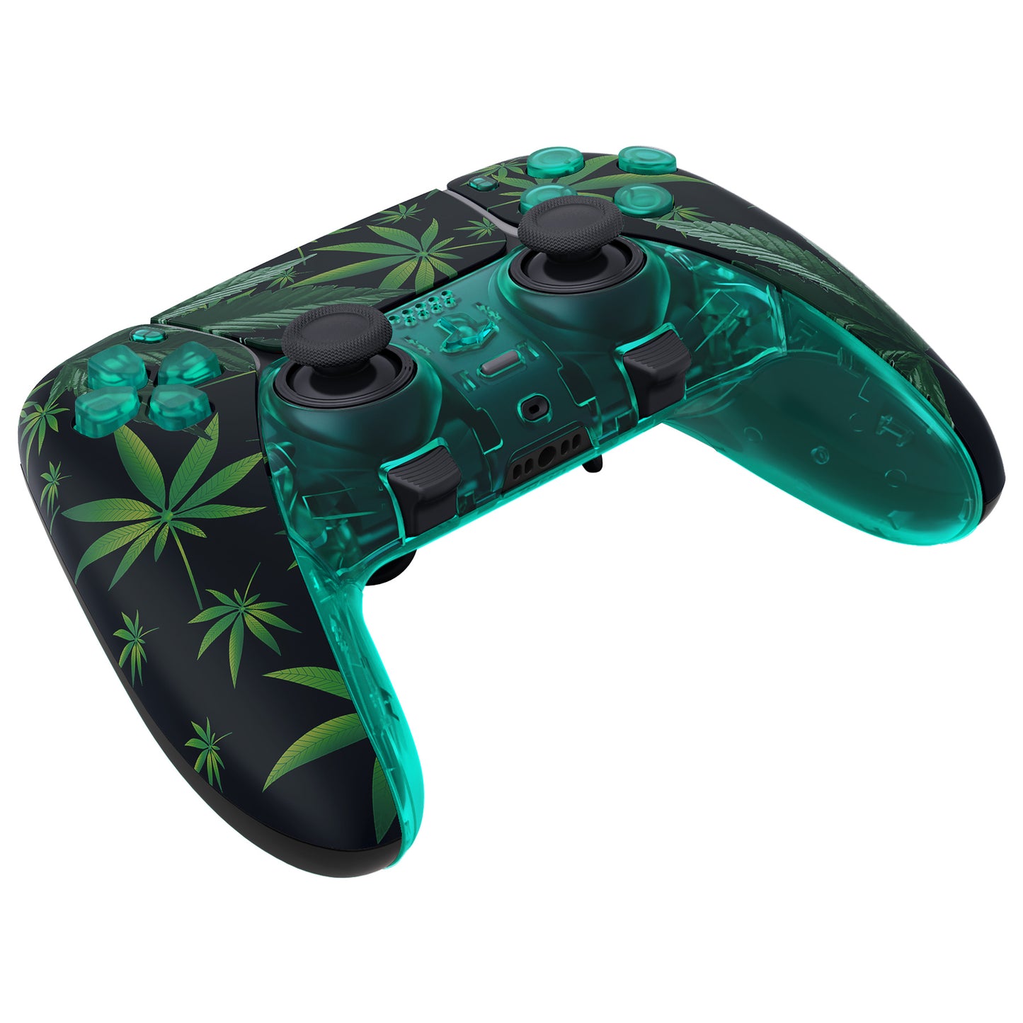 eXtremeRate Replacement Full Set Shells with Buttons Compatible with PS5 Edge Controller - Green Weeds