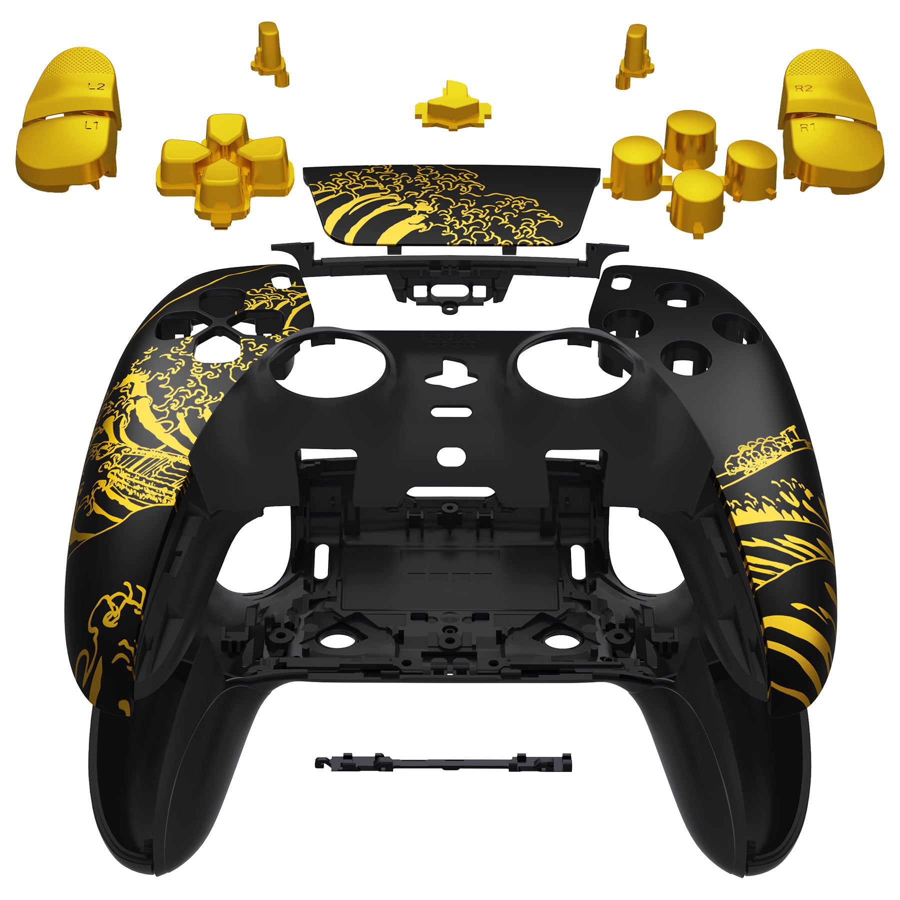 eXtremeRate The Great GOLDEN Wave Off Kanagawa - Black Full Set
