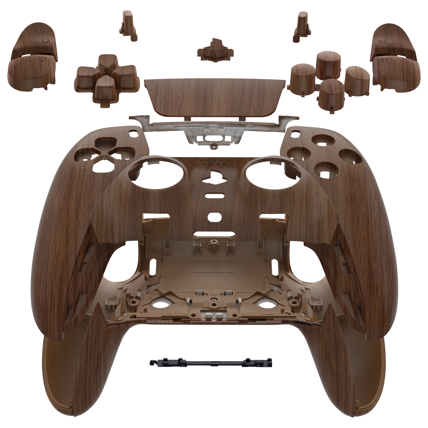 eXtremeRate Replacement Full Set Shells with Buttons Compatible with PS5 Edge Controller - Wood Grain