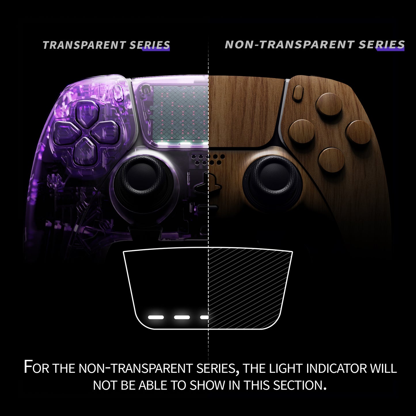 eXtremeRate Replacement Full Set Shells with Buttons Compatible with PS5 Edge Controller - Wood Grain